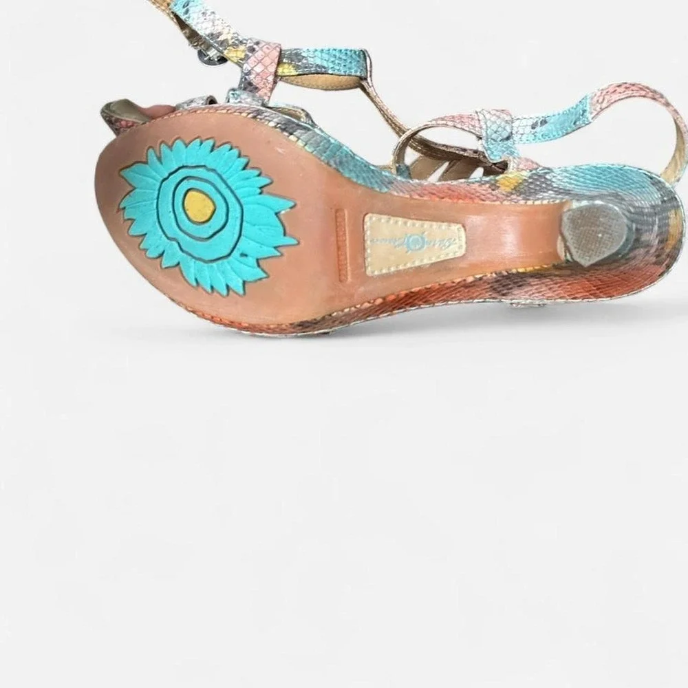 Born Crown multi colored snakeskin print kitten heels Size US 10